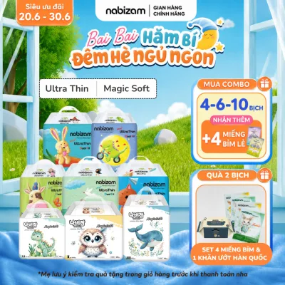 Tã/Bỉm NABIZAM Mềm Mỏng Vượt Trội, Chống Tràn Tối Đa, Đủ Loại Kích Cỡ Cho Bé Từ 3kg Đến 25kg