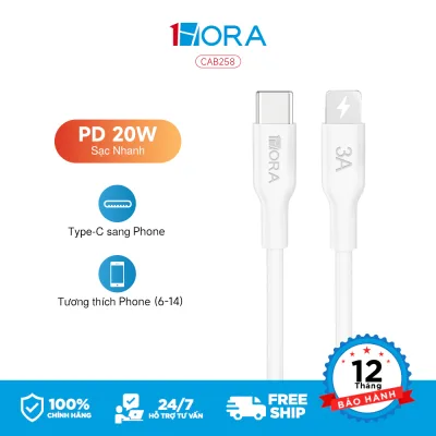 1HORA Dây cáp sạc nhanh PD 20W Type C to Phone thích hợp cho Phone 11, 12, 13, 14 PM Silicone cao cấp