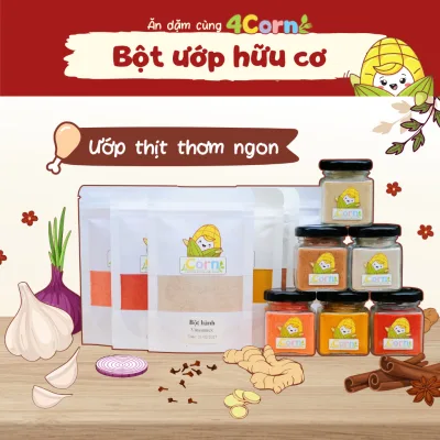 Các loại bột ướp hữu cơ - Bột tỏi, hành, gừng, sả, quế,... Vinasamex - Cho bé 6m+