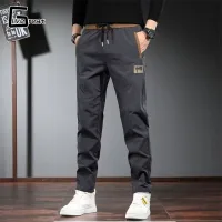 LIVE GREAT |Quần thường ngày nhãn hiệu Fashion Quần thể thao nam nam chi tiết thêu thiết kế dây rút eo lỏng