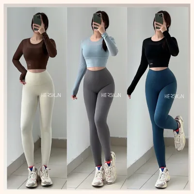 Hersign Yoga Set Women's Gym Outfit Long-Sleeved Crop Top Long Leggings Smixc30L36E Hersign Ease Collection