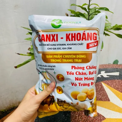 Goovet 1kg canxi khoáng vitamin cho vật nuôi, phòng yếu chân bại liệt nứt móng, giúp vật nuôi phát triển khung vai