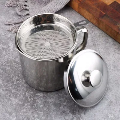 Bình Đựng Dầu Ăn Inox Có Lưới Lọc 1200ml - Ca Lọc Cặn Dầu Ăn Cao Cấp Chất Liệu Không Gỉ