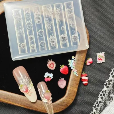 Khuôn silicon nghệ thuật móng hình dâu tây, dụng cụ làm móng DIY sáng tạo