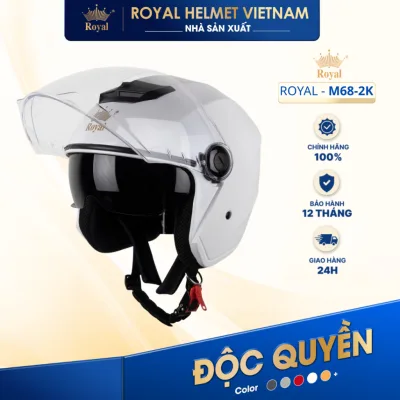 Mũ Bảo Hiểm 3/4 Royal M68 (2 Kính) Chính Hãng, Royal Helmet Kính Âm Đi Phượt