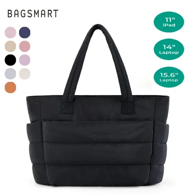 BAGSMART Tote Bag for Women Lightweight Puffy Handbag with Compartments Travel Shoulder Bag Sport Gym Yoga Bag