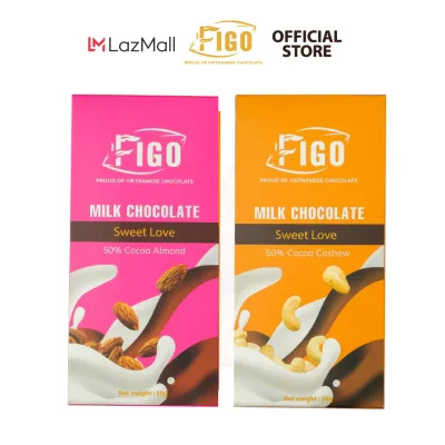 Kẹo socola sữa Hạnh nhân, hạt điều 50g FIGO, đồ ăn vặt văn phòng siêu nghiện ngon