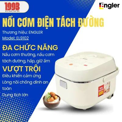 Nồi cơm điện lòng nồi inox 304 Engler, Nồi cơm điện chống dính có tính năng tách đường an toàn - Giadungnhabep1993