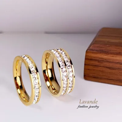 Nhẫn zircon bầu trời đầy sao tinh tế đính kim cương, nhẫn đôi, nhẫn thép titan, trang sức thiết kế Hàn Quốc, nhẫn không phai, nhẫn phong cách sành điệu, nhẫn nữ không dị ứng với vàng USSR