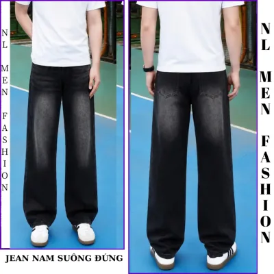 Quần Jean Nam Wash cạp cao form dáng suông chất vải denim mềm mịn cotton Menswear Pants Có Túi