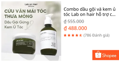 Combo dầu gội và kem ủ tóc Lab on hair hỗ trợ cải thiện tình trạng gãy rụng và hỗ trợ cấp ẩm cho tóc 300+250ml dưỡng tóc