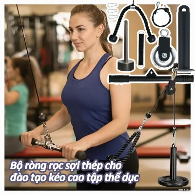 Thiết bị thể thao-Thiết bị tập Gym tại nhà đa năng, Full Set Bộ Dây Cáp Ròng Rọc Tập Gym