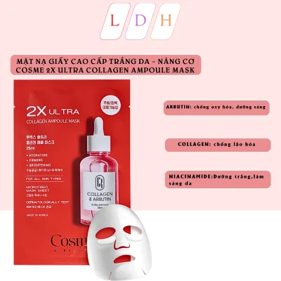 Mặt nạ giấy cao cấp COSME 2X Ultra Collagen Ampoule Mask trắng da nâng cơ (Hộp 10 cái)