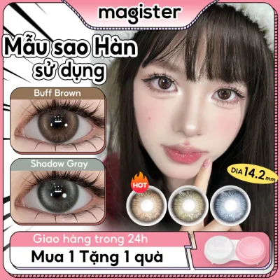 Magister kính áp tròng màu 2 chiếc Buff Brown/Shadow Gray 14.2mm Lens Đi Chơi Lên Hình Đẹp Tự Nhiên