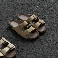 Dép nam, nữ 2 quai ngang khóa da lộn đế 3cm mới T325 mã 123