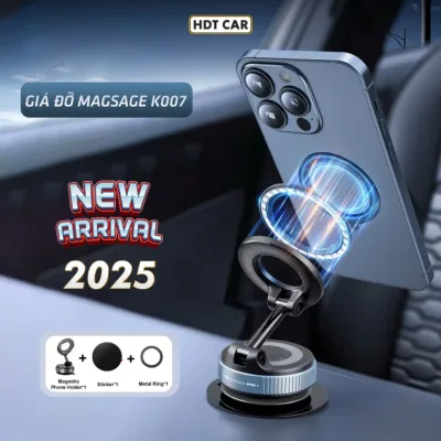 Giá đỡ điện thoại từ tính K007, giá đỡ magsafe hút chân không trên ô tô chất liệu hợp kim cao cấp, xoay 360 độ