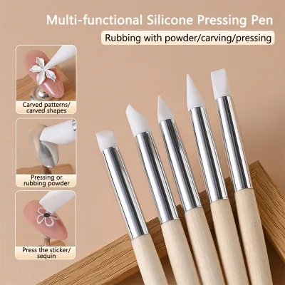 Silicone Móng Tay Nghệ Thuật Chấm Bút Khoan Kim Cương Giả Đá Quý Picker Sáp Bút Chì Làm Móng Tay Điêu Khắc Vẽ Hoa Bàn Chải Dụng Cụ