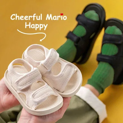 Giày tập đi CHEERFUL MARIO có khóa dán đế mềm dễ chịu chống trượt thời trang cho bé