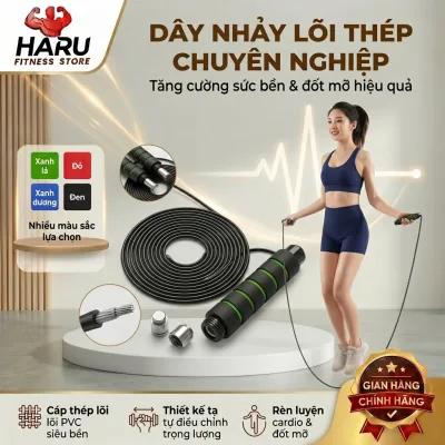 Dây Nhảy Lõi Thép HARU Có Tạ - Dây Nhảy Thể Thao 2.7M Tốc Độ Cao Gym Tại Nhà HR6