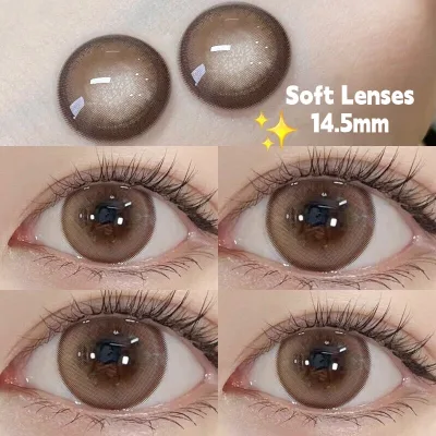 O2Girl contact lenses kính áp tròng 2 miếng lens nâu tự nhiên ném năm nữ 14.5mm kính cận áp tròng (0.00~8.00) lens mắt màu xám nâu sinh viên không ném hàng ngày kích thước đường kính trang điểm làm đẹp sản phẩm lens xám Doriscon