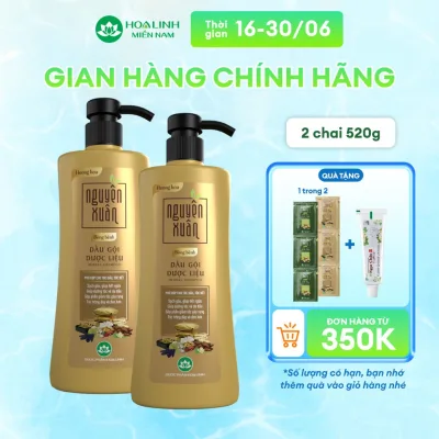 Combo 2 chai Dầu gội dược liệu Nguyên Xuân Bồng bềnh 520g/chai - Dành cho tóc dầu bết