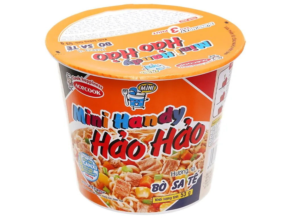 Mì Ăn Liền Mini Handy Hảo Hảo Vị Bò Sa Tế Ly 53g ko