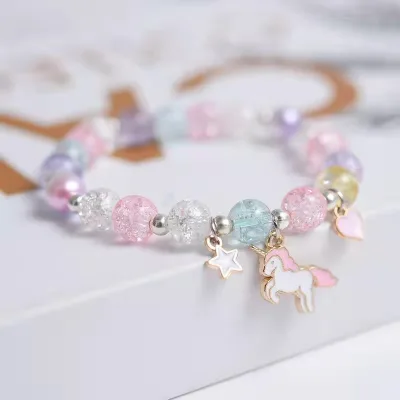 Vòng Tay Hợp Kim Đính Ngọc Trai Họa Tiết Hoạt Hình Cho Bé | Vòng Đeo Tay Bảy Màu Sắc Xinh Xắn Cho Nữ
