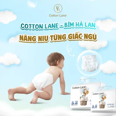 Miếng dùng thử Bỉm Cotton Lane Cute Fly Ultra-Thin Air Core Hà Lan, Tiêu chuẩn Châu Âu, Mềm Mại, Thấm Hút 1600ml