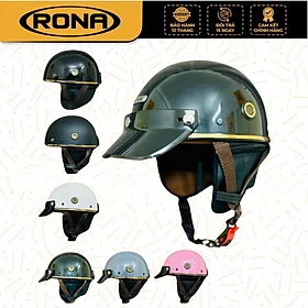 Mũ bảo hiểm xe máy nửa đầu RONA PUG kèm ốp tai che nắng, nón bảo hiểm freesize cho nam và nữ