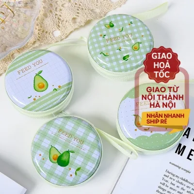 Ví thiếc hộp thiếc đựng trang sức cáp sạc tai nghe tiền xu có khóa kéo