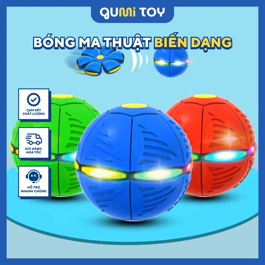 Đồ Chơi BÓNG MA THUẬT BIẾN DẠNG Tự Nảy Sáng Đèn, Banh Ném Đĩa Bay UFO Bật Lò Xo