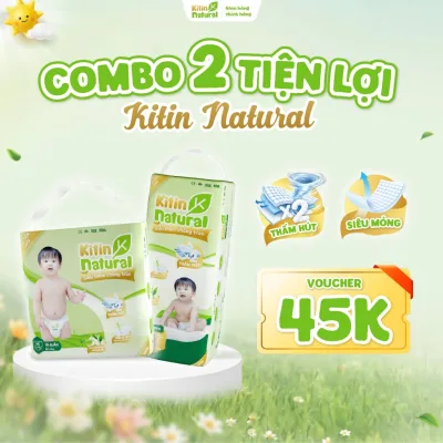 Combo 2 bịch tã/bỉm Kitin Natural tinh chất trà xanh đủ sz cho bé size NB/S/M/L/XL/XXL/XXXL