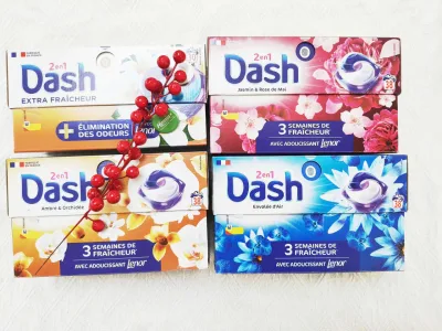 New Model Dash & Lenor 2 in 1 Perfume Laundry Detergent Tablets