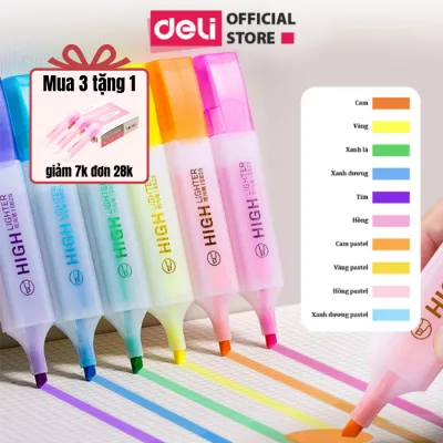 Bút Highlight Pastel Deli-Bút Đánh Dấu Nhớ Dạ Quang Phù hợp Học sinh Văn phòng Tiện dụng Nhanh Khô Cao