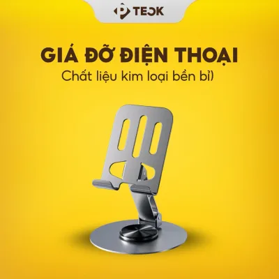 Giá đỡ điện thoại chất liệu kim loại, máy tính bảng xoay 360 độ mỏng nhẹ chống trượt chắc chắn