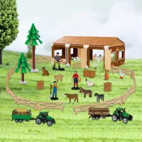 Baosity Đồ chơi động vật trang trại chuồng cho trẻ em Đồ chơi trang trại dễ thương cho trẻ mới biết đi 3-12 tuổi