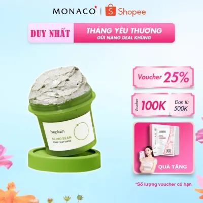 Mặt nạ đất sét Beplain Mung Bean Pore Clay Mask giảm mụn đầu đen, se khít lỗ chân lông 120ml
