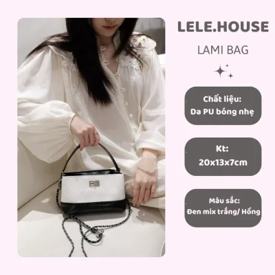 LAMI BAG Túi xách đeo chéo 2 ngăn, Túi xách cầm tay điều chỉnh ngắn dài