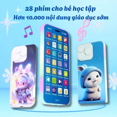 (Kèm sạc+dây đeo)Đồ chơi điện thoại thông minh cho bé học nói giáo dục sớm an toàn 28 phím tính năng