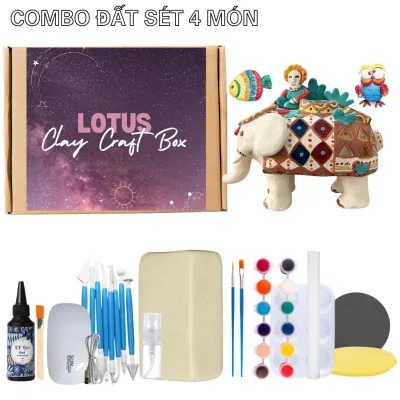 Combo Đất Sét Tự Khô 4 Món, Set Đất Sét Nghệ Thuật Đầy Đủ Dụng Cụ - Clay Craft Box
