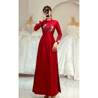 Áo dài hỏi cưới kết hỷ và hoa