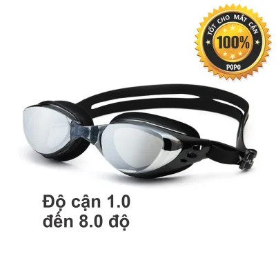 Kính bơi cận POPO 610BLACK kính bơi có độ cận 1.5 độ đến 8.0 độ mắt kính chống UV, chống sương mờ