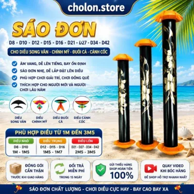 sáo đơn d8 d10 d12 d15 d16 d21 d27 d34 d42 dành cho diều đại trà song vân chính mỹ đuôi cá cánh cốc 1m 1m5 1m7 2m5 3m5