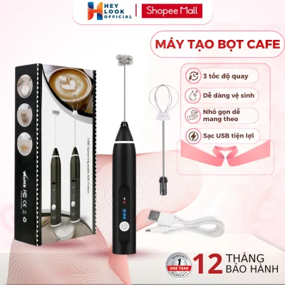 Máy tạo bọt cafe GODWELL, máy đánh trứng mini cầm tay sạc USB 3 tốc độ sử dụng pin sạc cao cấp