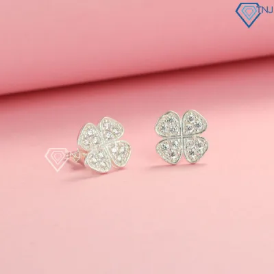 Beautiful Four-Leaf Clover Shaped Silver Earrings for Women Btn0084 - Tnj Jewelry