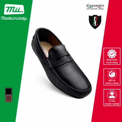 Black Genuine Leather Men's Loafer Shoes - Alessandro - Genuine Made in Italy_Alex-13_Black
