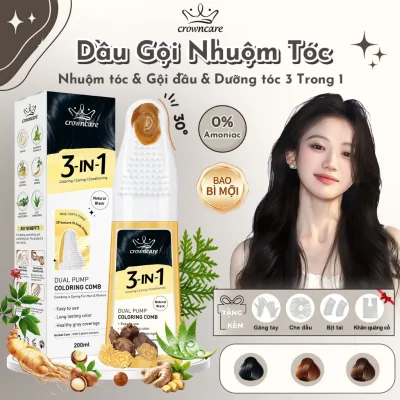 Dầu Gội Phủ Bạc Kèm Lược Lớn, Thuốc Nhuộm Tóc Thảo Dược Không Chứa Ammoniac, Không cần tẩy trắng, Che Phủ Tóc Bạc, 200ML