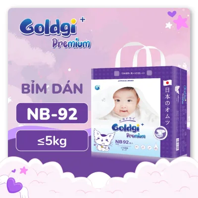 Bỉm dán/quần Goldgi+ premium / X5 / ECO mới ra size Nb92/S84/M66/M60/L56