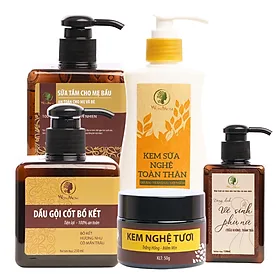 Bộ chăm sóc sắc đẹp toàn diện Wonmom (kem nghệ tươi+ kem sữa nghệ+ sữa tắm+ dầu gội + DDVSPN )