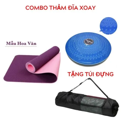 Combo of Yoga Mat, Waist Twisting Disc and Gym Mat, Home Exercise Equipment Set with Free Carrying Bag, Helps Take Care of Your Health